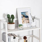 4-Tier Bamboo Bookshelf Ladder Shelf Book Shelf Bookcase Freestanding Storage Rack Plant Stand for Bedroom, Living Room, Bathroom, Small Space, Light white