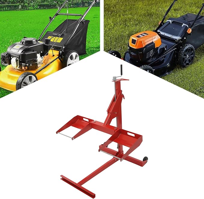 Lawn Mower Lift, 450Lbs Lawn Mower Lift Carbon Steel Lift Jack Lawnmower Lift Tool Adjustable Lawnmower Lifts w/Telescopic Design for Garden Tractors All-Terrain Maintenance and Repair(450LBS)