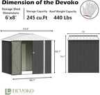 Devoko Outdoor Storage Shed 8 x 6 FT Lockable Metal Garden Shed Steel Anti-Corrosion Storage House with Single Lockable Door for Backyard Outdoor Patio (Gray)