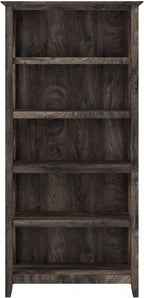 Bush Furniture Key West Tall 5 Shelf Bookcase in Dark Gray Hickory