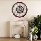 HOIBAI Large Wall Clock, Wall Clocks for Living Room Decor 30 Inch Farmhouse Vintage Rustic Kitchen Wall Decor Vintage Roman Oversized Wall Clock for Home Bedroom House, Moving Gears Clock
