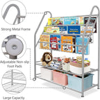 aboxoo Metal Kids Bookshelf Grey Bookcase LargeFreestanding for Children Room 32 in Toy Organizer Large Stable Bookcase Bookstore Library Book Unit Storage Kids Bed Living Room