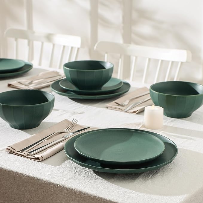 Stone Lain Rio 12-Piece Dinnerware Set Stoneware, Green