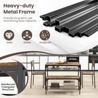 Giantex Dining Table Set for 4, Kitchen Table with Chairs & Bench, Storage Racks, Metal Frame, 4-Piece Space-Saving Dinette Set for Dining Room, Breakfast Nook, Small Space, Apartment,Rustic Brown