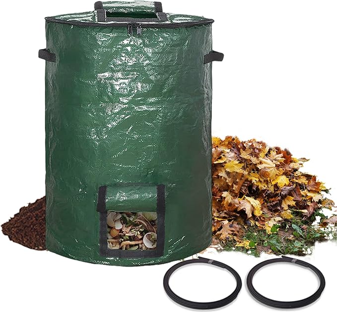 Large Compost Bin Bags,Garden Compost Bin Bags 80 Gallon(300L) Outdoor Collapsible Garden Yard Garbage Cans Fallen Leaf Bag (Green 1pc)