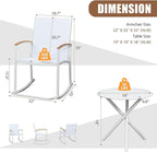 Shintenchi 3 Piece Outdoor Rocking Bistro Set, Textilene Fabric Small Outdoor Furniture, Front Porch Rocker Chairs Conversation Set with Table for Lawn, Garden, Balcony, Poolside (White)