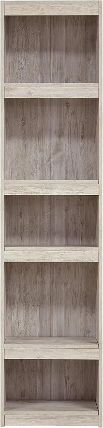 Signature Design by Ashley Willowton Coastal Entertainment Center Pier Bookcase with 3 Adjustable Shelves, Whitewash