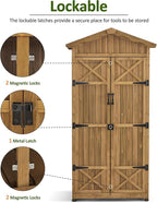 Macrout Outdoor Storage Cabinet, 75 Inches Lockable Wooden Storage Shed with Removable Shelves, Tall Tool Shed with for Yard Patio Lawn, 1165
