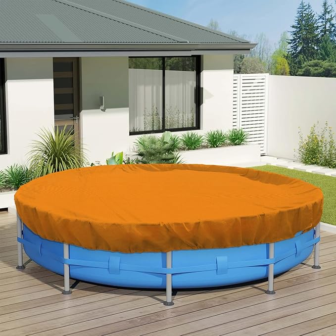 ECOOPTS 16 ft Round Pool Cover for Above Ground Pools, Swimming Pool Cover Protector Winter Safety Cover (Orange)