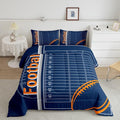 Feelyou Football Bedding Set Twin Size Rugby Sports Comforter Set for Kids Boys Girls Decor Soccer Ball Game Comforter Microfiber American Football Duvet Set Bedroom Quilt Set