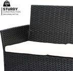 MoNiBloom 4 Pieces Patio Furniture Sets, Non Slip Foot Pads Wicker Rattan Sofa Chair with Soft Cushions and Sturdy Coffee Table for Backyard Porch Garden Poolside Balcony, Capacity 250 lbs, Black
