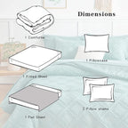 6 Pieces Tufted Bed in a Bag Twin Comforter Set with Sheets Green, Soft and Embroidery Shabby Chic Boho Bohemian Design, Luxury Solid Color with Diamond Pattern, Jacquard Tufts Bedding Set for Kids