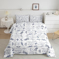 Feelyou Aircraft Bedding Set Kids Airplane Print Comforter Set Boys Girls Decor Aircraft Flying Comforter Cover Set Microfiber Sketch Style Blue White Duvet Set Bedroom Quilt Set Full Size