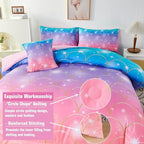 PERFEMET Mermaid Comforter Set for Girls 6 Pieces Rainbow Glitter Twin Size Kids Bedding Set Purple Pink Ombre Mermaid Scale Print Bed in A Bag Comforter Set with Sheets