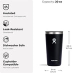 Hydro Flask All Around Tumbler Press-in Lid, Insulated Travel Mug, Stainless Steel Coffee Cup 20 Oz Agave Green