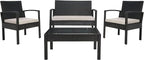 SAFAVIEH Outdoor Collection PAT7507 Conversation Set, Black/Light Grey