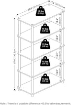 Furinno Turn-N-Tube 5-Tier Multipurpose Shelf / Display Rack / Storage Shelf / Bookshelf, Round Tubes, Black/Grey