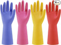 Bamllum Rubber Kitchen Dishwashing Gloves - 4 Pairs Colorful Reusable Household Cleaning Gloves for Washing Dishes and Cleaning Tasks, Flexible Long-lasting and Non-Slip (Large, Blue+Pink+Yellow+Red)