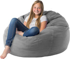 Stuffed Animal Storage Bean Bag Chair Cover (No Filler) Organizing Children's Plush Toys for Kids and Adults Keep your Memory Foam More Organized Gray
