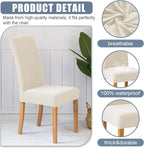 BIETYONE Waterproof Dining Chair Covers, Stretch Seat Protector, Washable | 6 Pack, Waterproof, Spill Resistant, Washable, Stretch Fit, Easy Clean Chair Protector