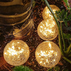 TOMEX Solar Garden Lights, Cracked Glass Ball Waterproof Warm White LED for Outdoor Decor Decorations Pathway Patio Yard Lawn, 1Pack (4.7")