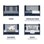 Delta Children babyGap Graham 4-in-1 Convertible Crib with Storage Drawer + Brannan Bear Bookcase with Bins + Brannan Bear Wall Shelf with 4 Hooks, Navy/Light Blue (Bundle)