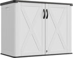 Greesum Outdoor Storage Cabinet, 25 Cu.Ft Deck Box Without Shelves, Waterproof Plastic Storage Bin for Patio Cushions, Gardening Tools, Lockable and Sidehandles, UV Resistant, White