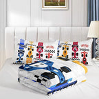Axolotl Racing Car Comforter Set Twin Size,Colorful Sports Car Bedding Set for Kids Boys Teen Adult,Extreme Speed Race Bedding Sets Car Theme Bedroom Decor with 1 Comforter and 2 Pillowcases