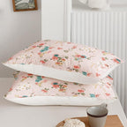 Floral Comforter Twin Size,Pink Floral Kids Comforter Set,3Pcs Bedding Set Printed Comforter with 2 Pillowcases,Down Alternative,Soft and Lightweight,for All Seasons