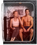 Smartmak Portable Far Infrared Sauna, Home Two Person Sauna Box with 660nm Red Light Therapy Lamp, X-Large Full Size Indoor SPA Tent for Body Recovery, Remote Control, 2 Folding Chairs, Greyborder