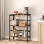 HOOBRO 3 Tier Bookshelf, Industrial Bookcase, Record Storage Rack with Side Fence, Wood Storage Shelf with Metal Frame, Rustic Open Display Shelf for Living Room, Bedroom, Rustic Brown BF86CJ01