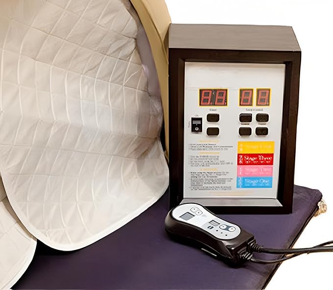 Golden Wave Meta Chamber Infrared Sauna Dome | Personal Portable FAR Home Spa Hot Carbon and Ceramic Dry Heat | 1340W/110V Power | One Person Tub Capsule with Pillow and Heater Pad