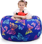 KABOER Bean Bag Cover for Kids,200L Stuffed Animal Storage Bean Bag Chair Cover |Stuffable Zipper Beanbag for Organizing Children Soft Plush Toys (32x29inch)