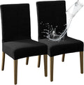 MOSAYT 100% Waterproof Dining Room Chair Covers Set of 2, Super Fit Stretch Jacquard Parson Chairs Slipcovers Removable Washable Chair Seat Protectors for Home, Kitchen, Banquet (Black)