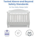 Delta Children Lancaster 4-in-1 Convertible Baby Crib, Bianca White & Contoured Changing Pad, White