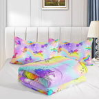 Datura home Unicorn Rainbow Comforter Bedding Set for Girls Kids Children Teens,Sky Glitter Star Colorful Bedding Set with 1 Comforter and 2 Pillowcases(Unicorn3 Full)