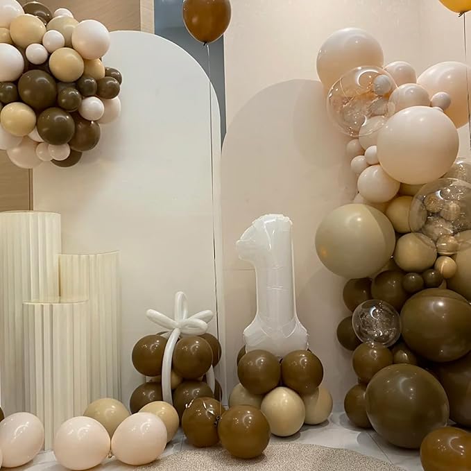 130pcs Brown Balloons Different Sizes 18" 12" 10" 5" Dark Brown Party Latex Balloons for Birthday Baby Shower Gender Reveal Graduation Wedding Anniversary Party Decorations