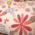 MorroMorn Twin Bedding Sets, Pink Floral Duvet Cover Set, Fluffy Comforter Covers, Colorful Flowers Blanket Ultra Soft Kawaii Cute for Girls Toddler Kids Teen Women Twin/Twin XL Size