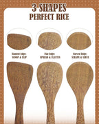 EORTA Set of 3 Wooden Rice Paddles, 8 Inch Rice Spoon Spatula & Scooper for Nonstick Cookware, Small Wooden Utensils for Kitchen Cooking, Slanted/Flat/Curved Food Spatula, 8.26 * 2.75inch