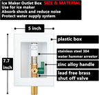 (1 Pack) Lidertik 1/2 NPT Thread or Sweat Pre-Assembled Ice Maker Outlet Box Valve 1/4 inch Recessed Refrigerator Water Line Wall Box with Shut Off Valve and Stainless Steel Water Hammer Arrestor 611