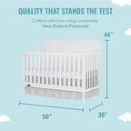 Cape Cod 5-in-1 Convertible Crib in White, Greenguard Gold Certified, 55x30x44.5 Inch (Pack of 1)