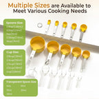 16PCS Measuring Cups and Spoons Set, Measuring Spoon Set with Metric and US Measurements, Fits for Measuring Dry and Liquid (Yellow)