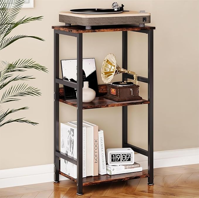 Small Bookshelf for Small Spaces, 3 Tier Small Book Shelf Organizer, Narrow Bookcase for Small Spaces, Small Bookcase for Bedroom, Living Room, Home, Office, 120 lbs Weight Capacity (Brown)