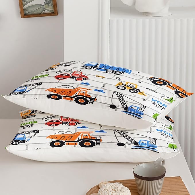 Axolotl Construction Comforter Set Twin,Excavator Bedding Set,Construction Vehicles Comforter Set,Excavator Comforter,Excavator Tractor Trucks Bedding Set for Kids Boys Teens,1 Quilt 2 Pillowcases