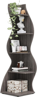 Small Corner Shelf, Modern 5-Tier Wall Corner Bookshelf, Stylish Bookcase Storage Rack for Small Space,Living Room. Bedroom
