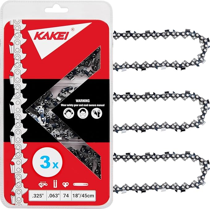 KAKEI Stihl Chainsaw Chain 18 Inch .325" Pitch .063" Gauge 74 Drive Links- 26RS 74 Fits Stihl MS271 Farm Boss, MS291, MS311 and More- 36390050074, V74 (3 Chains) - Full Chisel