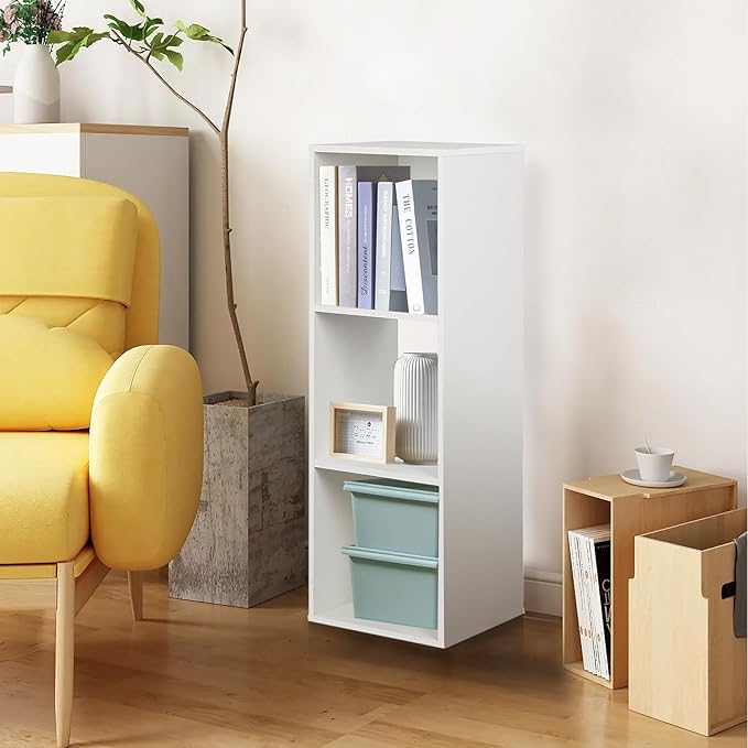 PACHIRA E-Commerce Wooden Storage Cubes Bookcase, Unit Shelf, Closet Cabinet, Organizer Rack in Living Room, Bedroom, Study, 3 Cube, White