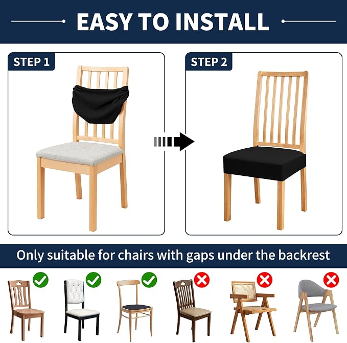 BIETYONE Waterproof Dining Chair Covers, Stretch Seat Protector, Washable | 4 Pack, Waterproof, Spill Resistant, Washable, Stretch Fit, Easy Clean Chair Protector