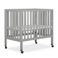 Jett Non-Full Size Folding Convertible Crib, Lightweight Portable Crib, Three Adjustable Mattress Height Settings, Easy to Fold Travel Crib, 1.5” Mattress Pad Included