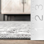 nuLOOM Ren Vintage Floral Machine Washable Ultra Thin Area Rug, 8x10, Grey